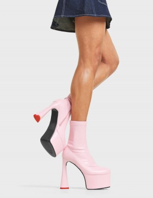 Lamoda Addicted Plataforma Ankle Boots Rosas | 3465GPVZC