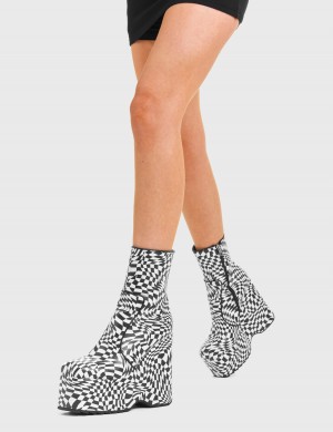 Lamoda Aftershock Fornido Plataforma Ankle Boots Negros Blancos | 8536BFUKX