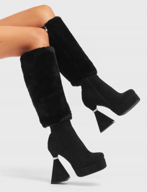 Lamoda Ambitious Plataforma Knee High Boots Negros | 0457YHQEM