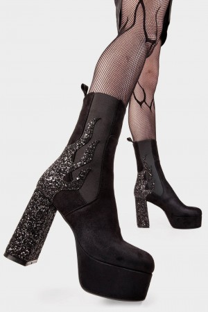 Lamoda Apparent Lies Plataforma Calf Boots Negros Negros | 0813ZGQYW