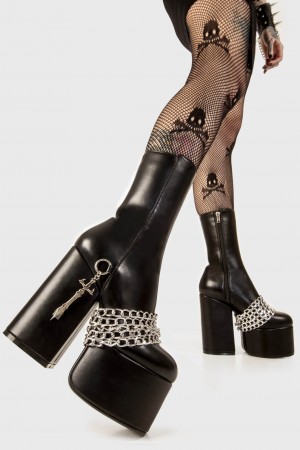 Lamoda Awkward Lies Plataforma Ankle Boots Negros | 1065MHNUF