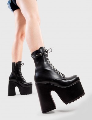 Lamoda Ayla Fornido Plataforma Ankle Boots Negros | 0679PLJDI