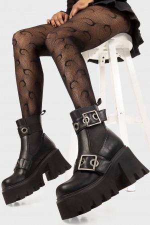 Lamoda Band Aid Fornido Plataforma Ankle Boots Negros | 2893EIVGU