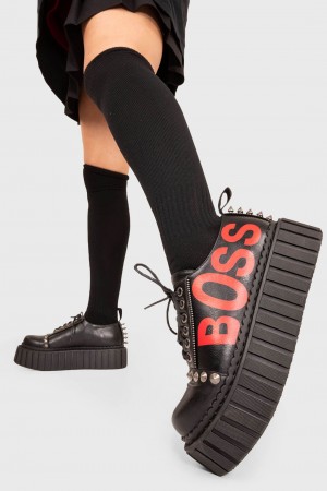 Lamoda Boss Babe Fornido Creeper Shoes Negros Rojos | 5608FXHQV
