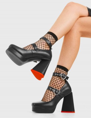 Lamoda Broken Hearts Plataforma Heels Negros | 7092UHYNL
