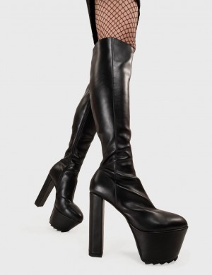 Lamoda Can't Stand You Plataforma Knee High Boots Negros | 4583NGWTI