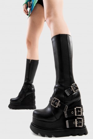 Lamoda Causing Riots Fornido Plataforma Calf Boots Negros | 6307GYDXE