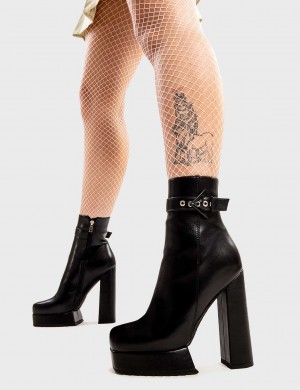Lamoda Check In Plataforma Ankle Boots Negros | 9804MQLZJ