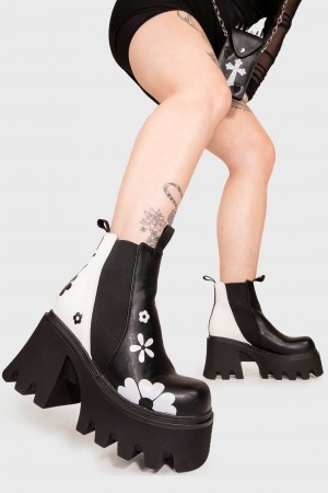 Lamoda Come Together Fornido Plataforma Ankle Boots Negros Blancos | 7985ENSCD