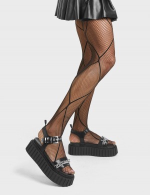 Lamoda Convincing Fornido Plataforma Creeper Sandals Negros | 9207DXRIP