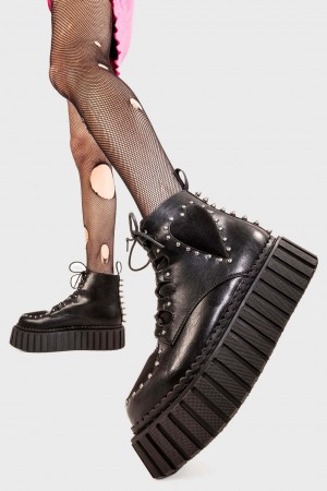 Lamoda Cross Your Heart Fornido Ankle Creeper Boots Negros Negros | 4367YZQEO