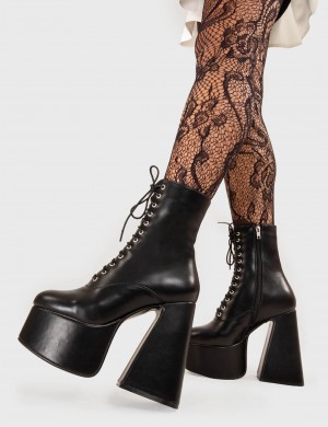 Lamoda Crossed A Line Plataforma Ankle Boots Negros | 2374YKHRT