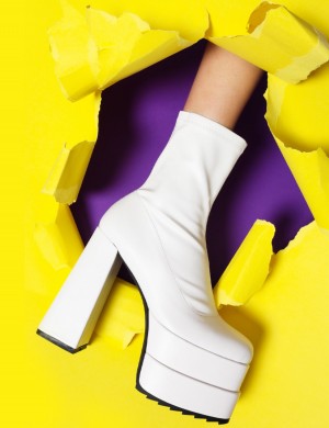 Lamoda Crybaby Plataforma Ankle Boots Blancos | 3795HWOLY