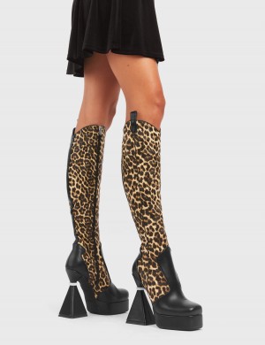 Lamoda Curious Plataforma Knee High Boots Negros | 7851EPBLM