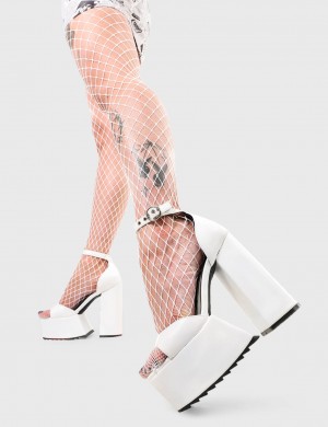 Lamoda Cut Throat Plataforma Sandals Blancos | 1276ZVBEX