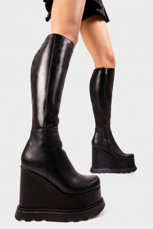 Lamoda Deep Seas Fornido Plataforma Knee High Boots Negros | 8035FHBES