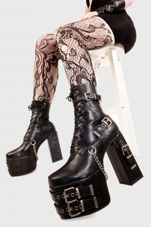 Lamoda Diligence Fornido Plataforma Ankle Boots Negros | 0678GZMPX