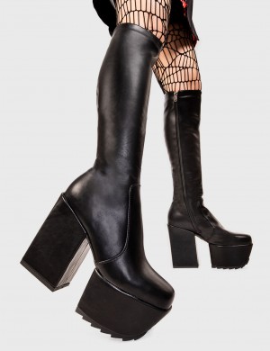 Lamoda Disappearance Plataforma Knee High Boots Negros | 0376IPRVH