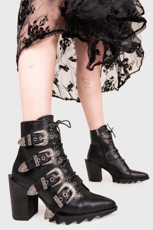 Lamoda Don't Even Western Ankle Boots Negros | 7098NQGDT