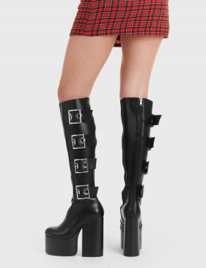 Lamoda FYP Plataforma Knee High Boots Negros | 6193CPQZI