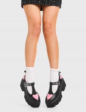 Lamoda Fairytale Fornido Mary Jane Shoes Negros Rosas | 0124NJPZO