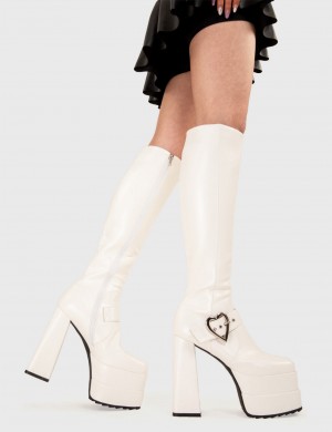 Lamoda Fixed Up Plataforma Knee High Boots Blancos | 6154KBUIR