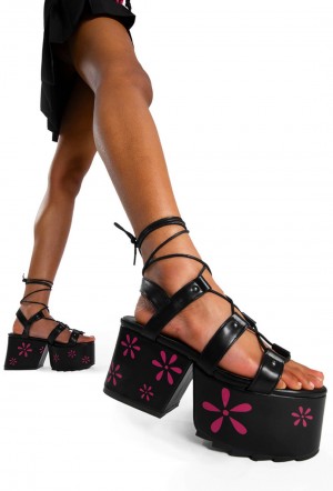 Lamoda Flawless Fornido Plataforma Sandals Negros | 6023BTVSW