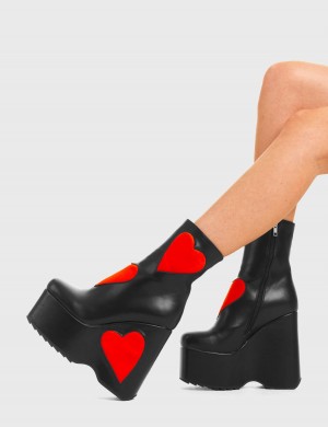 Lamoda Full Time Lover Fornido Plataforma Ankle Boots Negros Rojos | 0958JEVAI