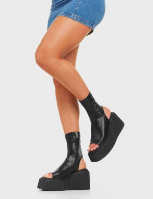 Lamoda Games Of Luck Fornido Plataforma Creeper Ankle Boots Negros | 2594ZAEIL