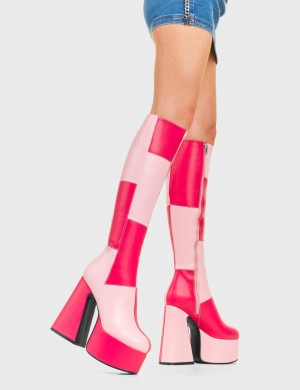 Lamoda Gemini Plataforma Knee High Boots Rosas Fucsia | 0638YRSFA