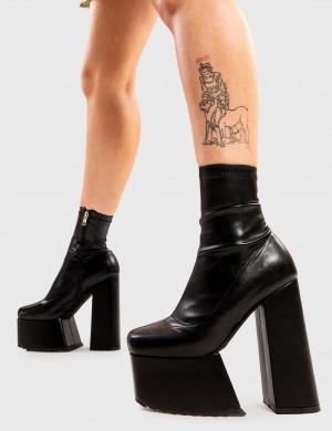 Lamoda Get Out Plataforma Ankle Boots Negros | 5894MHOCY