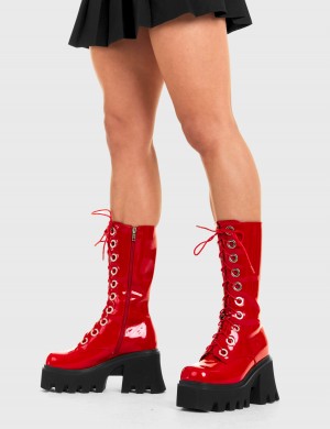Lamoda Get Paid Fornido Plataforma Calf Boots Rojos | 5602RPZFJ