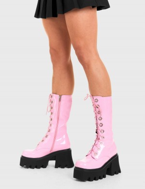 Lamoda Get Paid Fornido Plataforma Calf Boots Rosas | 5073EQINX