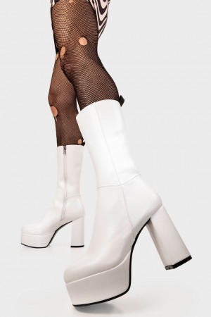 Lamoda Going Under Plataforma Calf Boots Blancos | 3649JIZVG