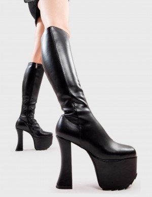 Lamoda Goodbye Plataforma Knee High Boots Negros | 1534KNRYV