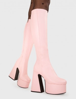 Lamoda Hate You Plataforma Knee High Boots Rosas | 9635UKPZF