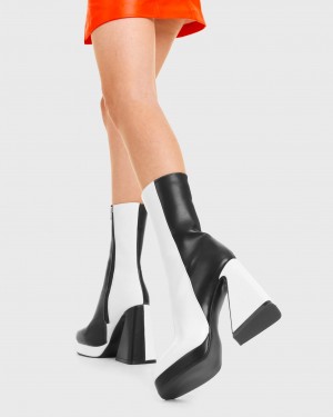 Lamoda Headturner Plataforma Ankle Boots Negros Blancos | 9876HCUAX