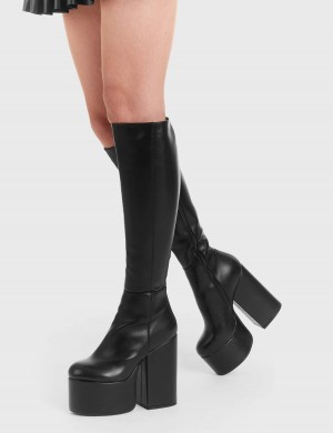 Lamoda Heart Vs Head Plataforma Knee High Boots Negros | 4183PBLDK