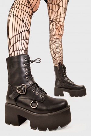 Lamoda Heartless Fornido Plataforma Boots Negros | 7496BVXSF