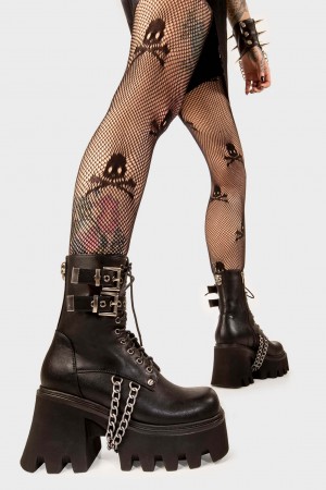 Lamoda High On Love Fornido Plataforma Ankle Boots Negros | 0264ZYEMU