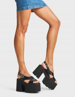 Lamoda Honey Bun Fornido Plataforma Sandals Negros | 2417IRYAV