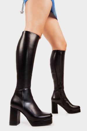 Lamoda Humble Plataforma Knee High Boots Negros | 6845BXROY