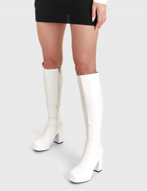 Lamoda Humble Plataforma Knee High Boots Blancos | 8640TKUES