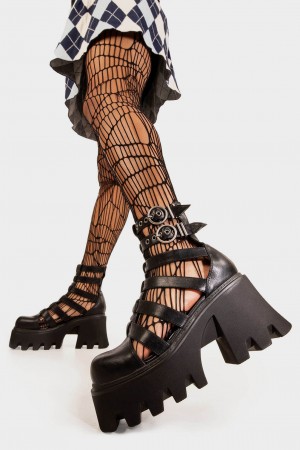 Lamoda Hypnotised Fornido Plataforma Ankle Boots Negros | 0925IFPKJ