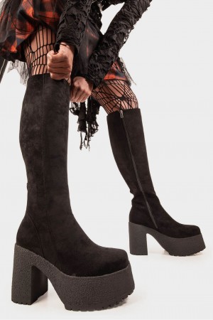 Lamoda I'm What You Want Knee High Plataforma Boots Negros | 4750TDOQK