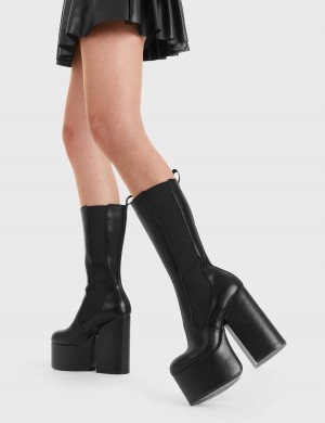 Lamoda Intrusion Plataforma Calf Boots Negros | 9751NEJZS