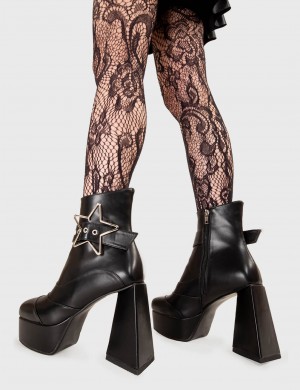Lamoda Jailhouse Rock Plataforma Ankle Boots Negros | 5126RKOEZ