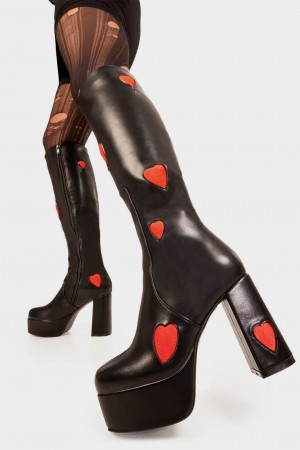 Lamoda Jam Tarts Anchos Calf Plataforma Knee High Boots Negros Rojos | 2895AWSDC