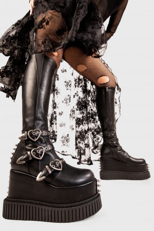 Lamoda Landslide Knee High Flatform Boots Negros | 4218JQBLD