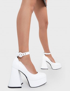 Lamoda Last Flight Plataforma Heels Blancos | 8615RHDPN